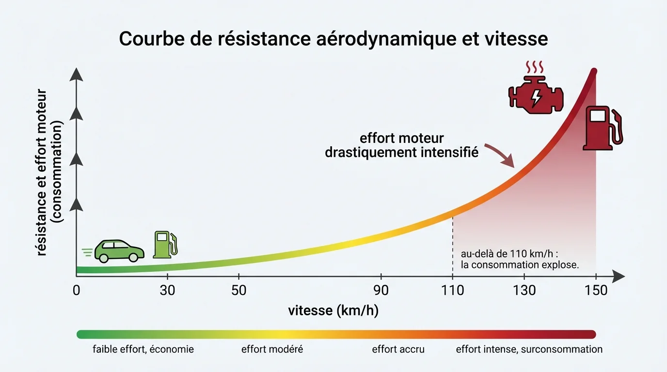 Courbe de résistance aérodynamique et vitesse