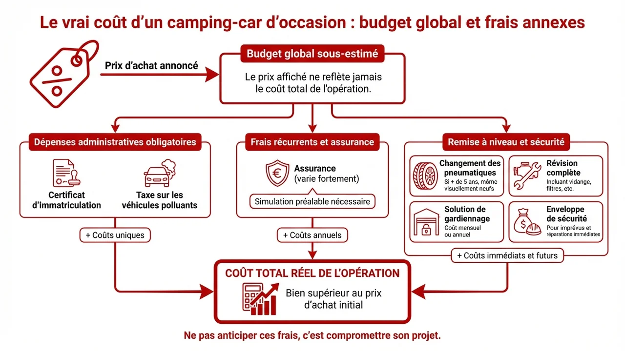 Graphique illustrant les dépenses supplémentaires : pneus, courroie de distribution, accessoires et assurance.