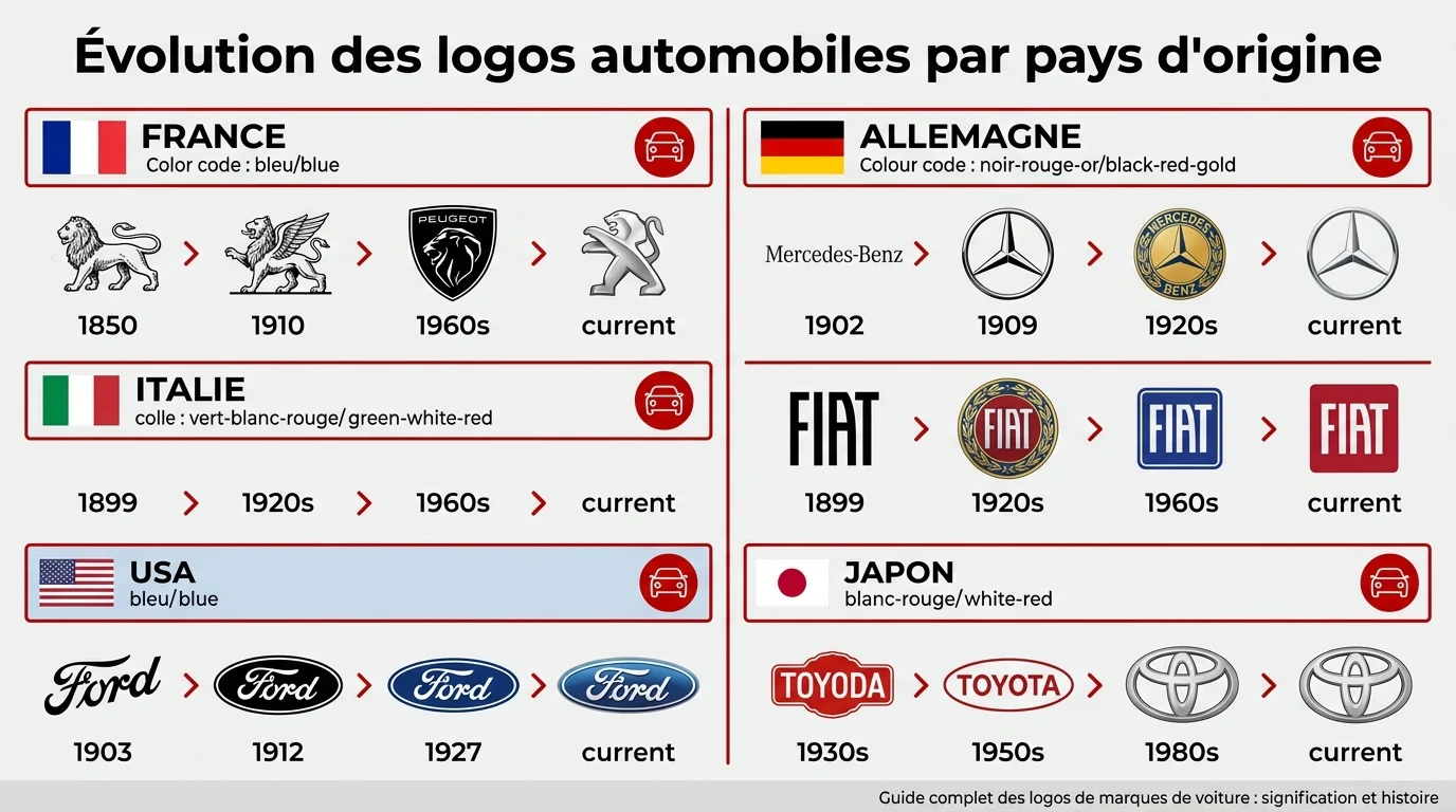 Évolution des logos automobiles par pays d'origine