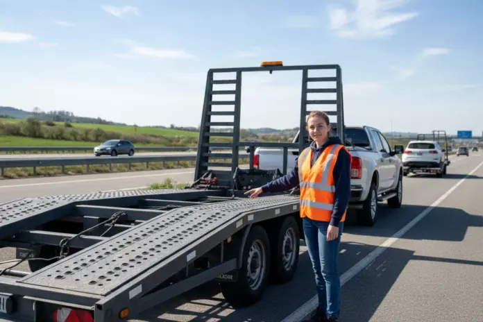 young driver car carrier trailer jeune conducteur plateau porte-voiture