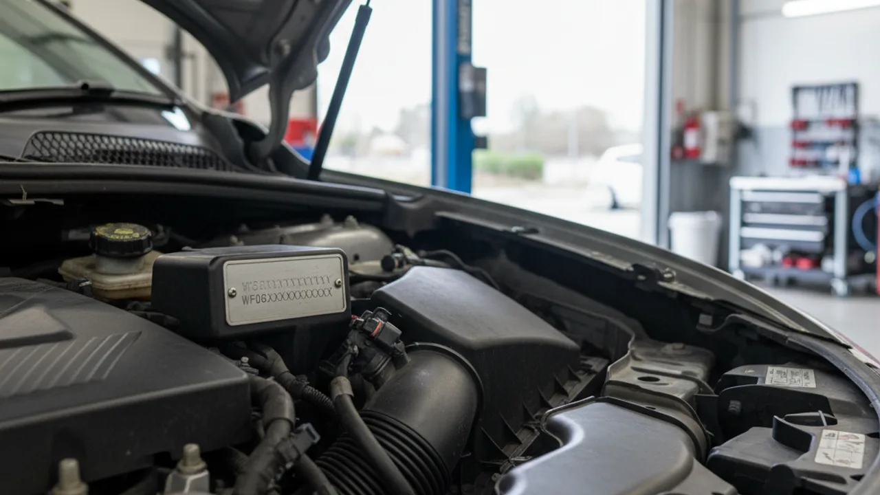 Plaque VIN dans le compartiment moteur