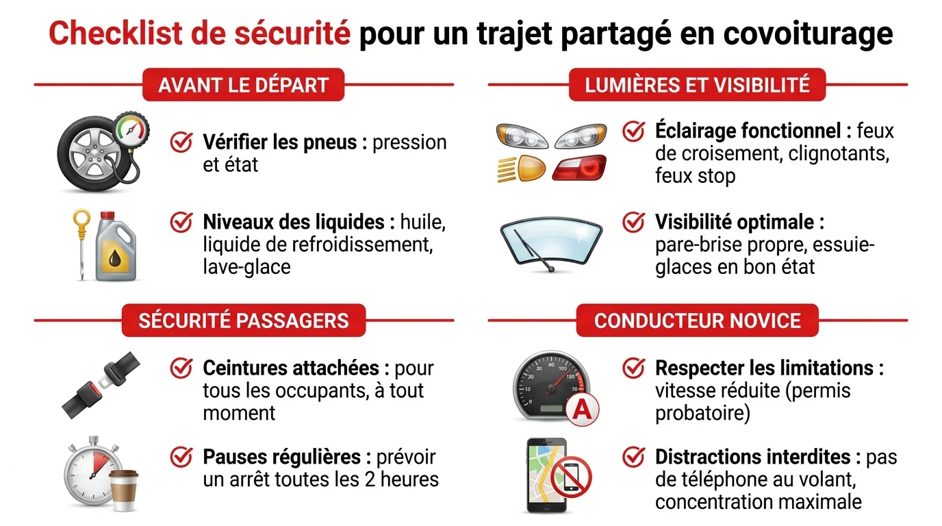 Checklist de sécurité pour un trajet partagé en covoiturage