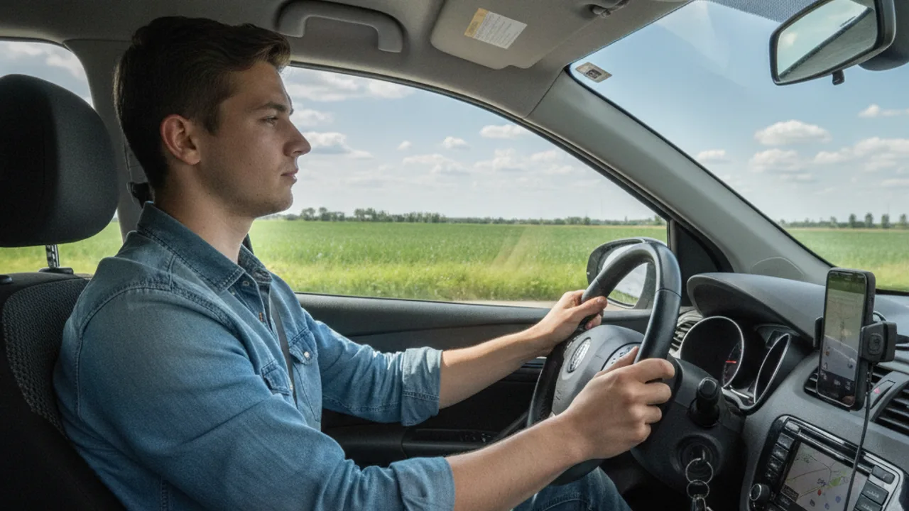 Jeune conducteur au volant pour un trajet en covoiturage