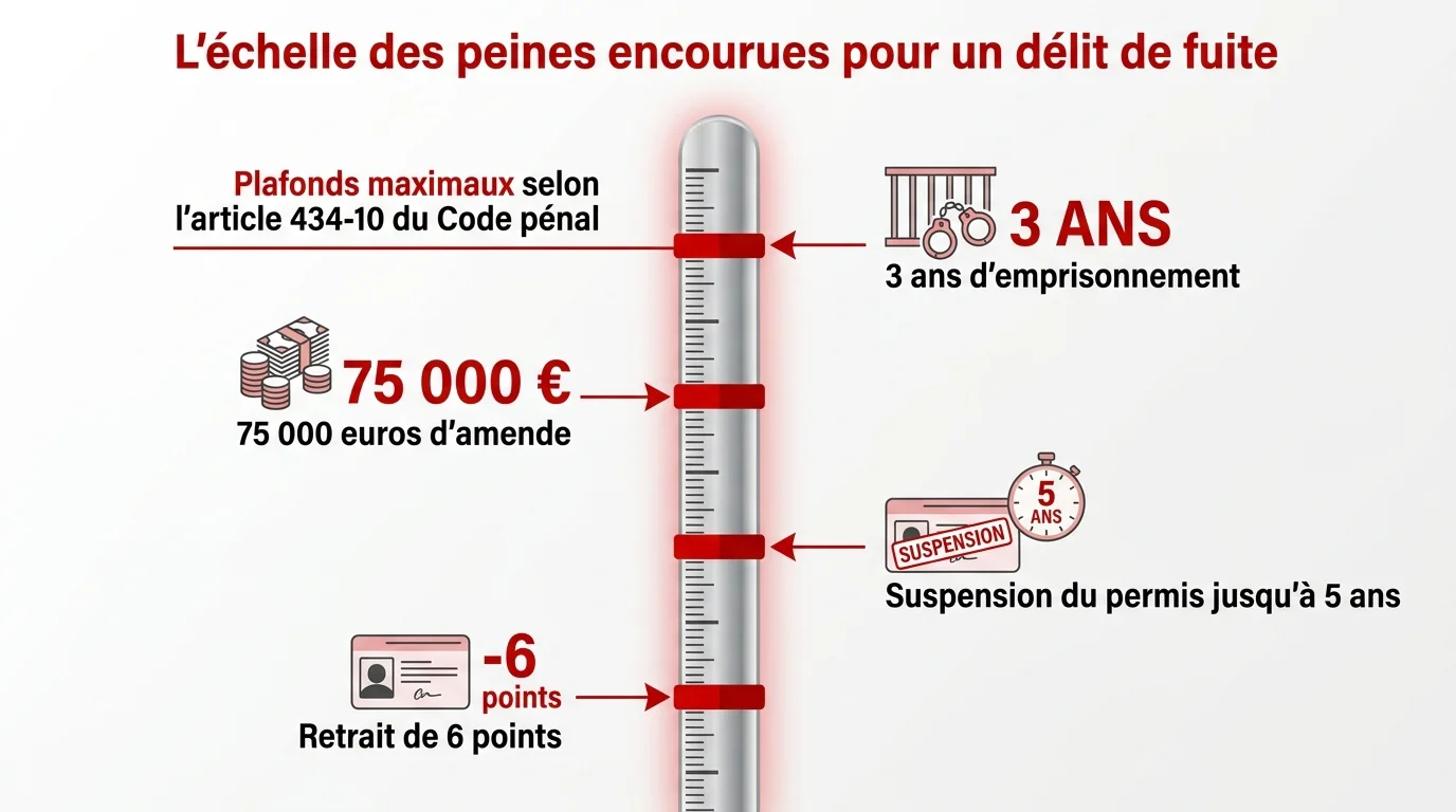 L'echelle des peines encourues pour un delit de fuite