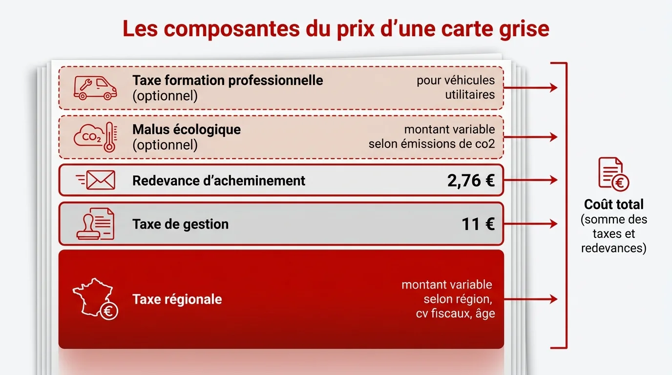 Les composantes du prix d'une carte grise