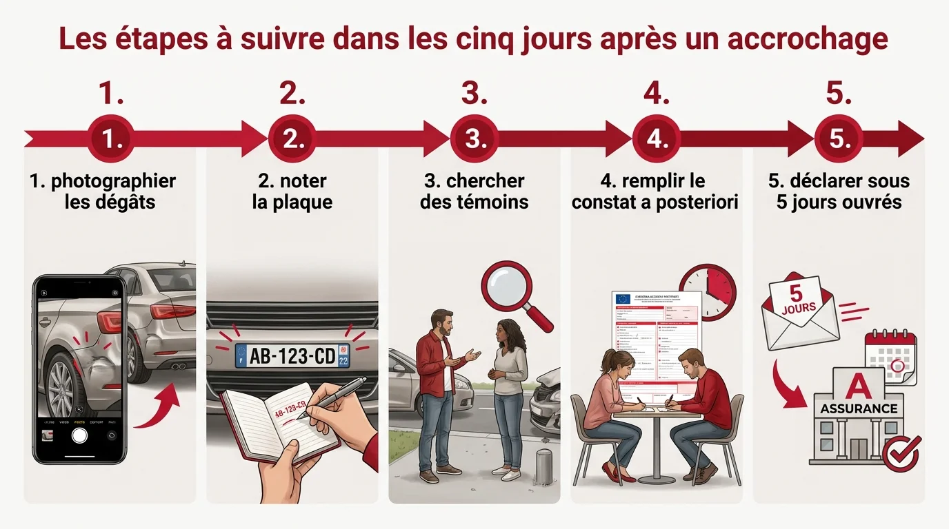 Les étapes à suivre dans les cinq jours après un accrochage