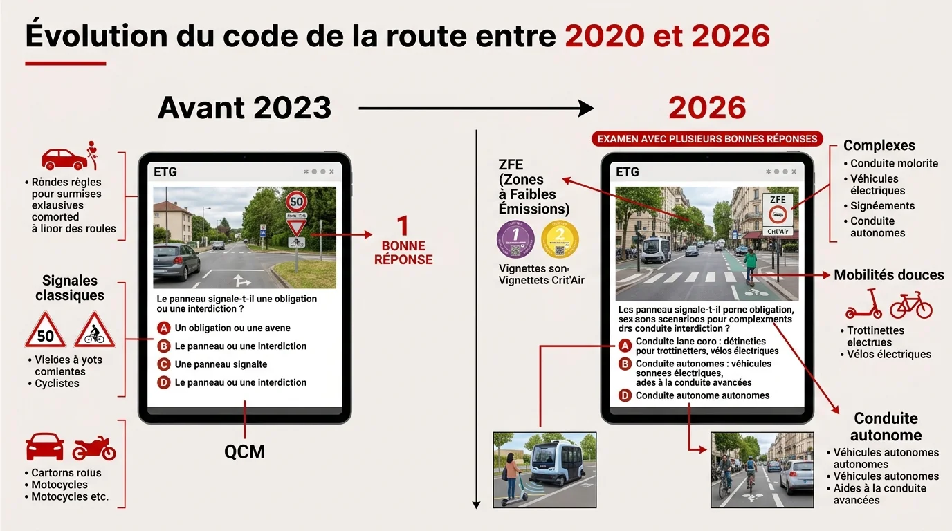 Évolution du code de la route entre 2020 et 2026
