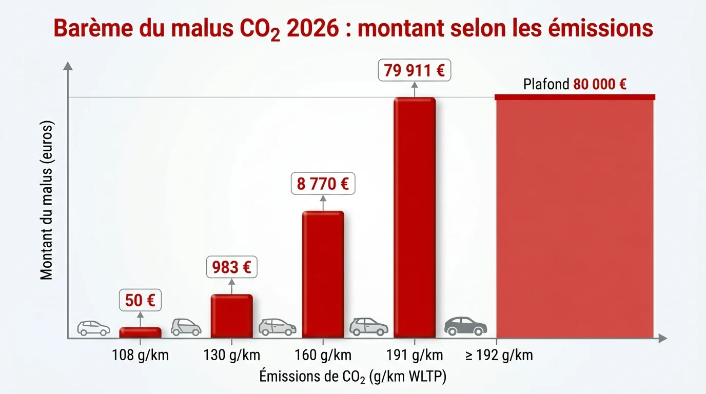Barème du malus CO2 2026 : montant selon les émissions