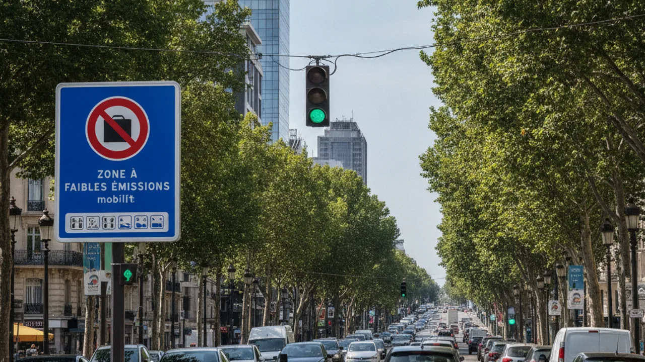 Entrée d'une ZFE dans une grande ville française en 2026