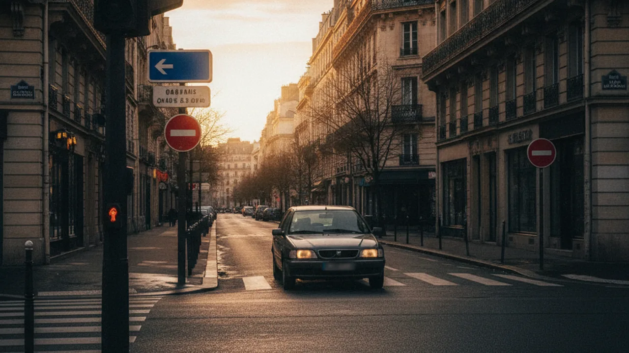 Feu rouge à un carrefour français