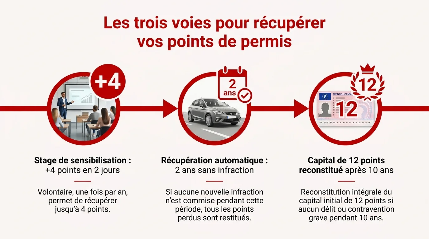 Les trois voies pour récupérer vos points de permis