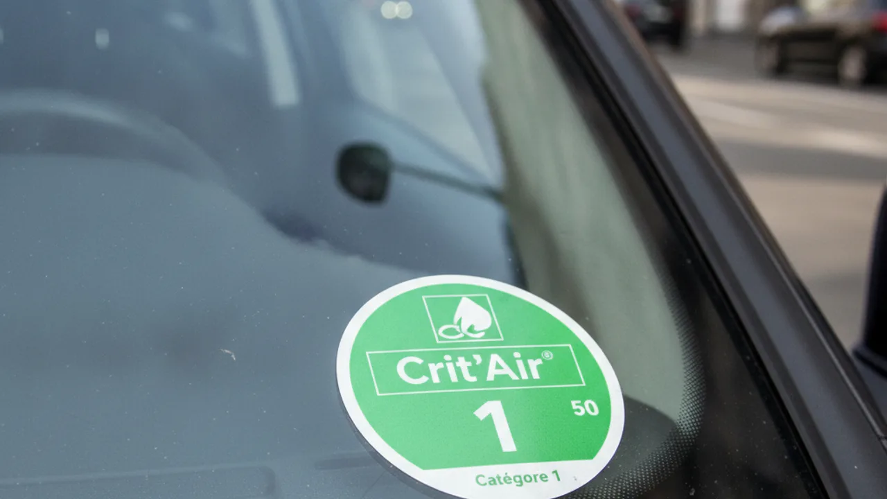 Vignette Crit'Air apposée sur un pare-brise