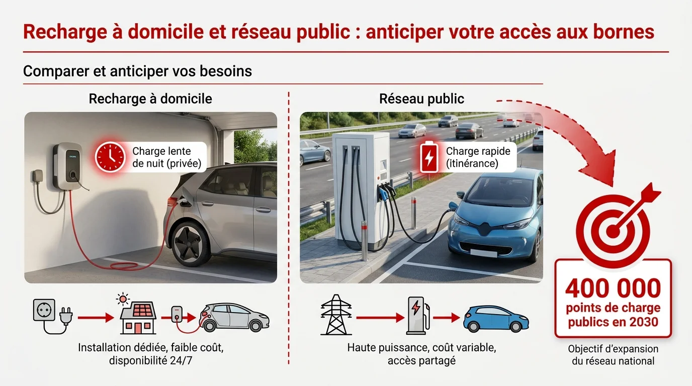 Recharge à domicile et réseau public : anticiper votre accès aux bornes